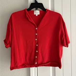 Red Women's Button Down Top